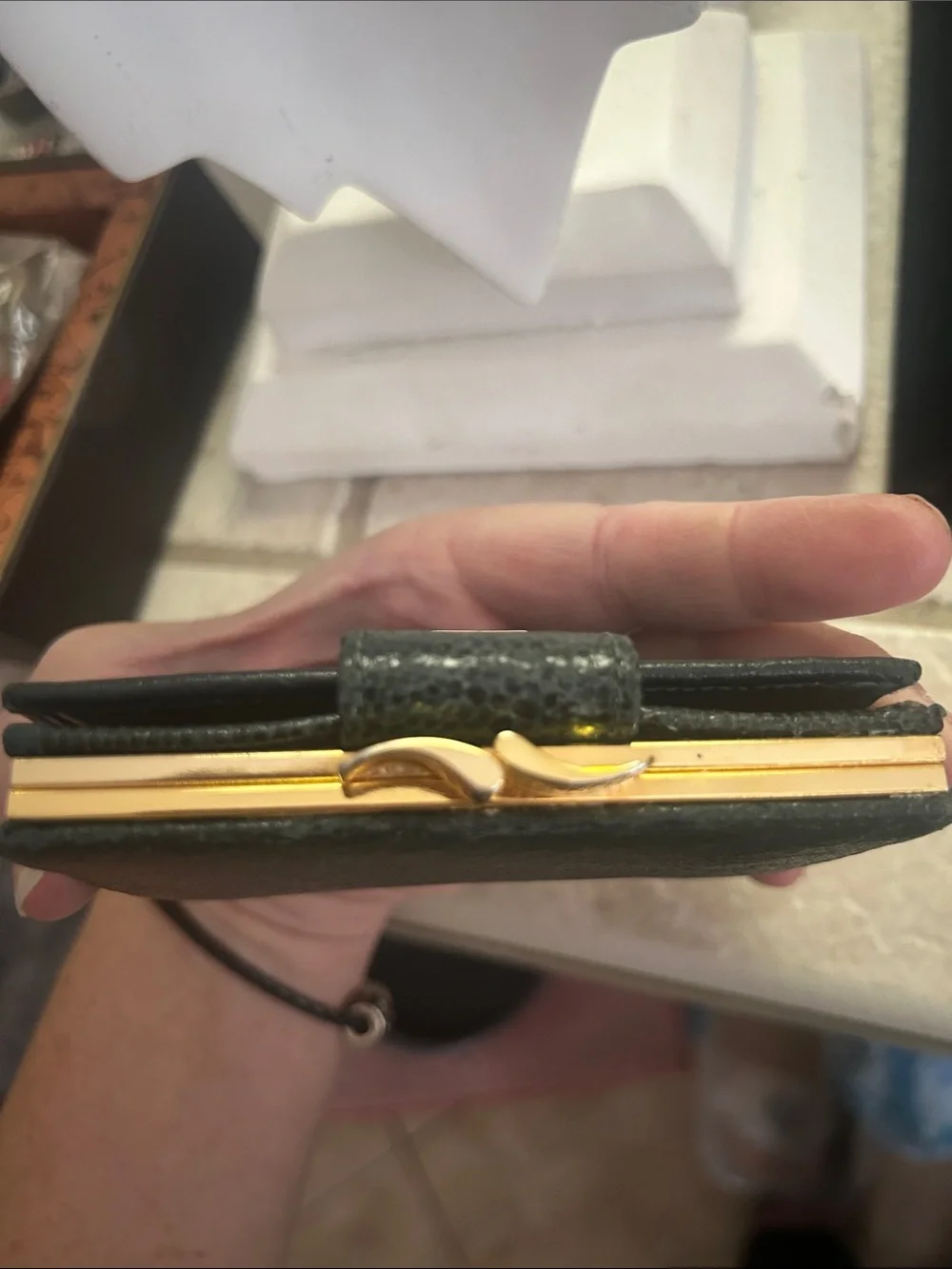 Givenchy Black Leather Wallet with Gold Emblem